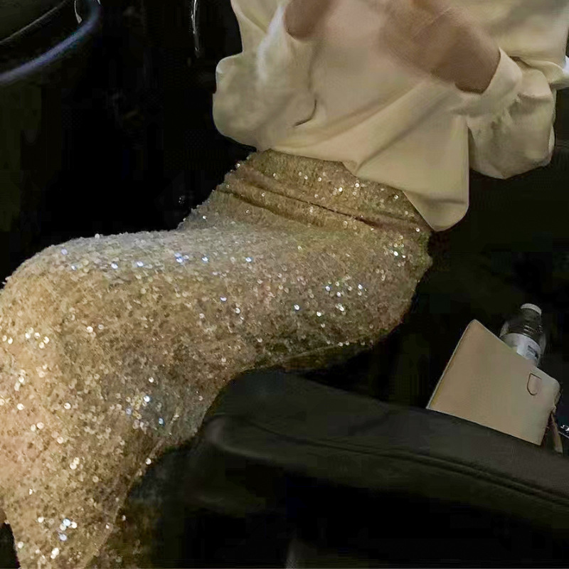 New Mingyuan Xiaoxiangfeng Sparkling Woolen Bun Hip Comb Versatile Long Half Skirt