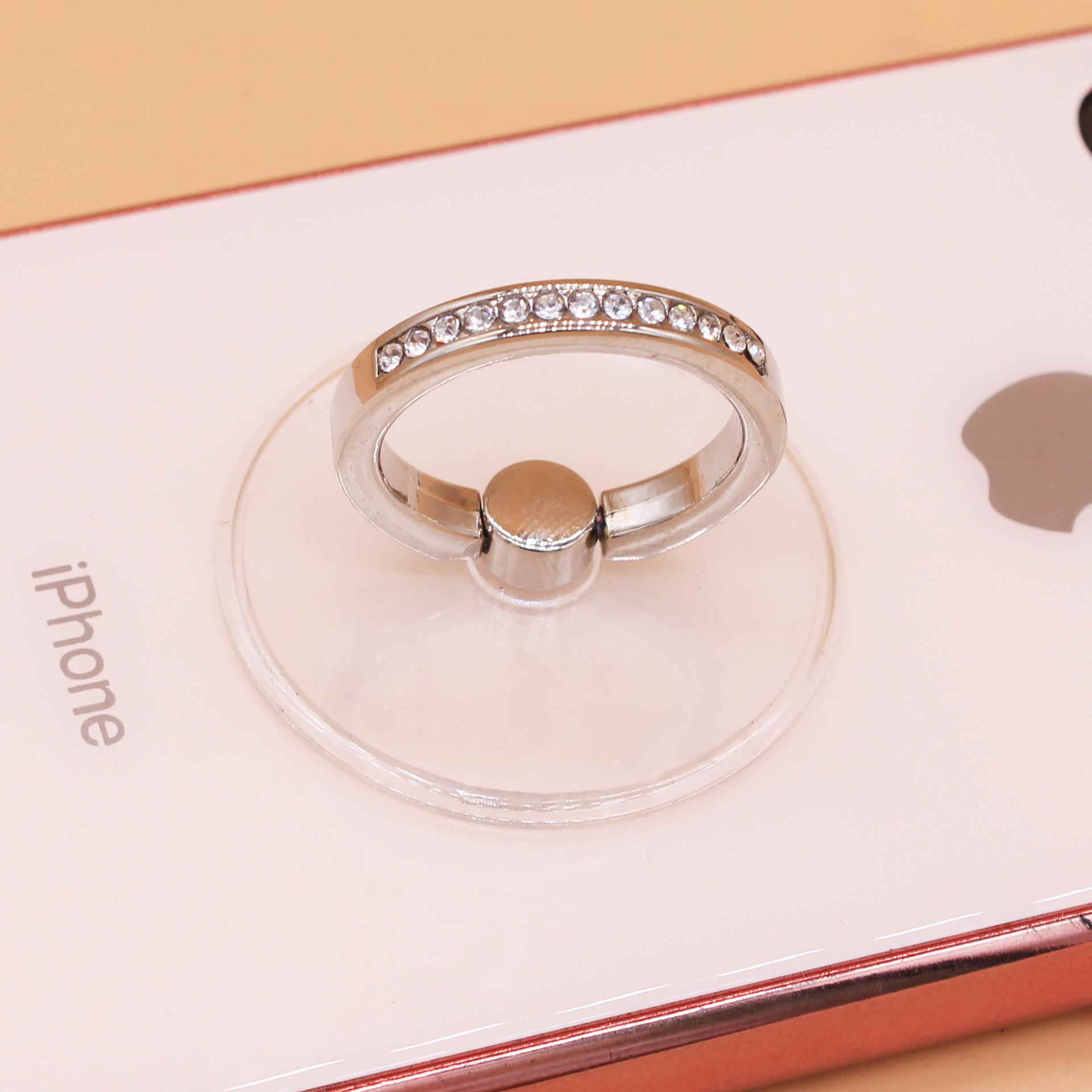 Diamond ring bracket Metal ring electrogalvanized alloy with diamond transparent ring buckle 13 diamond phone bracket