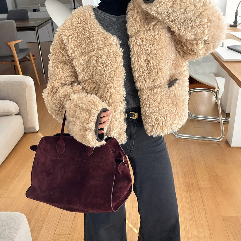 Autumn and winter tide products environmentally friendly fur one double-sided two wear jacket round neck warm coat