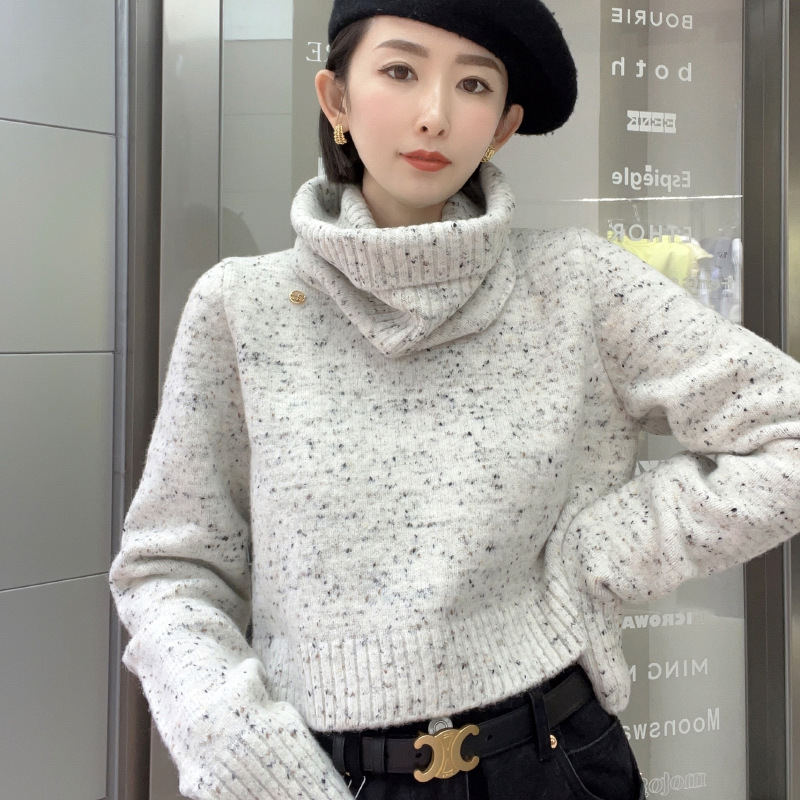 Stylish retro guarantee 䁔 neck round neck wool blend short sweater