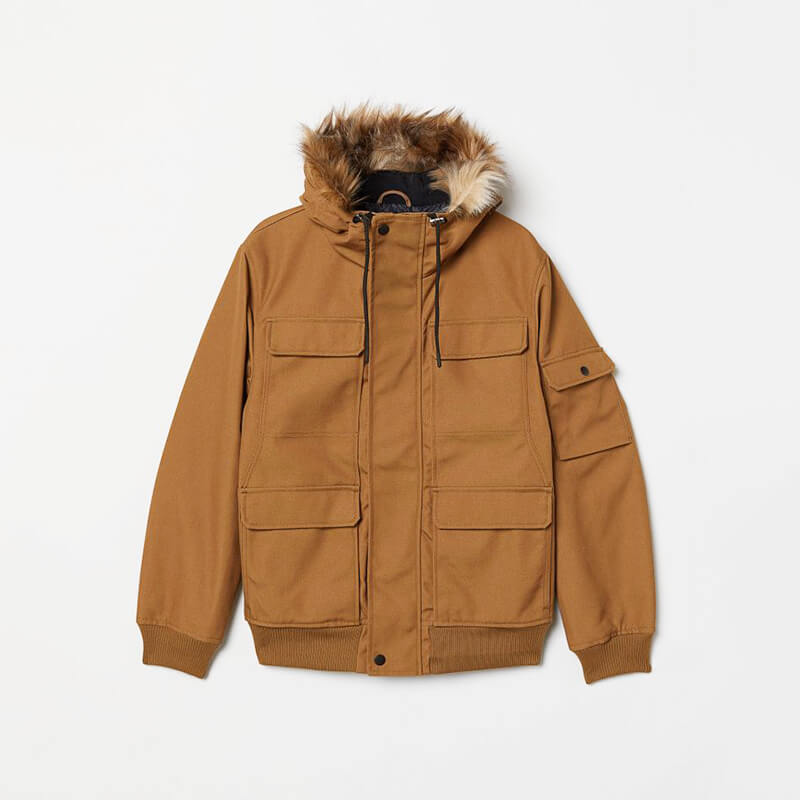 Faux Fur-Trim Hooded Parka Jacket